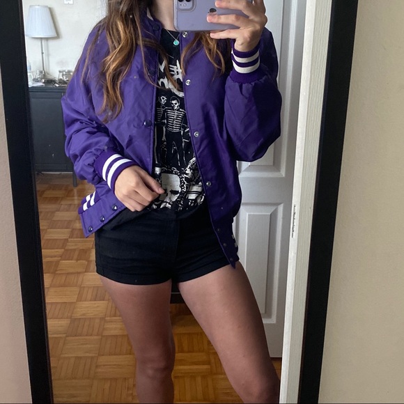Vintage Gem Sportswear Purple Varsity Jacket Small - Picture 2 of 4